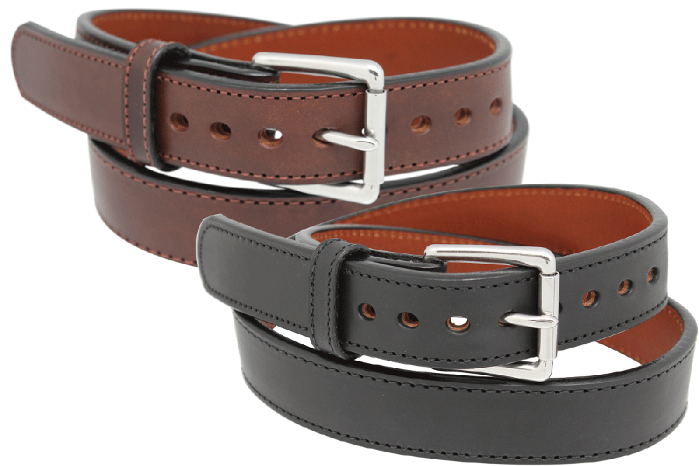 The Norris: Men's Black Stitched Leather Belt With Steel Core Max Thick  1.50