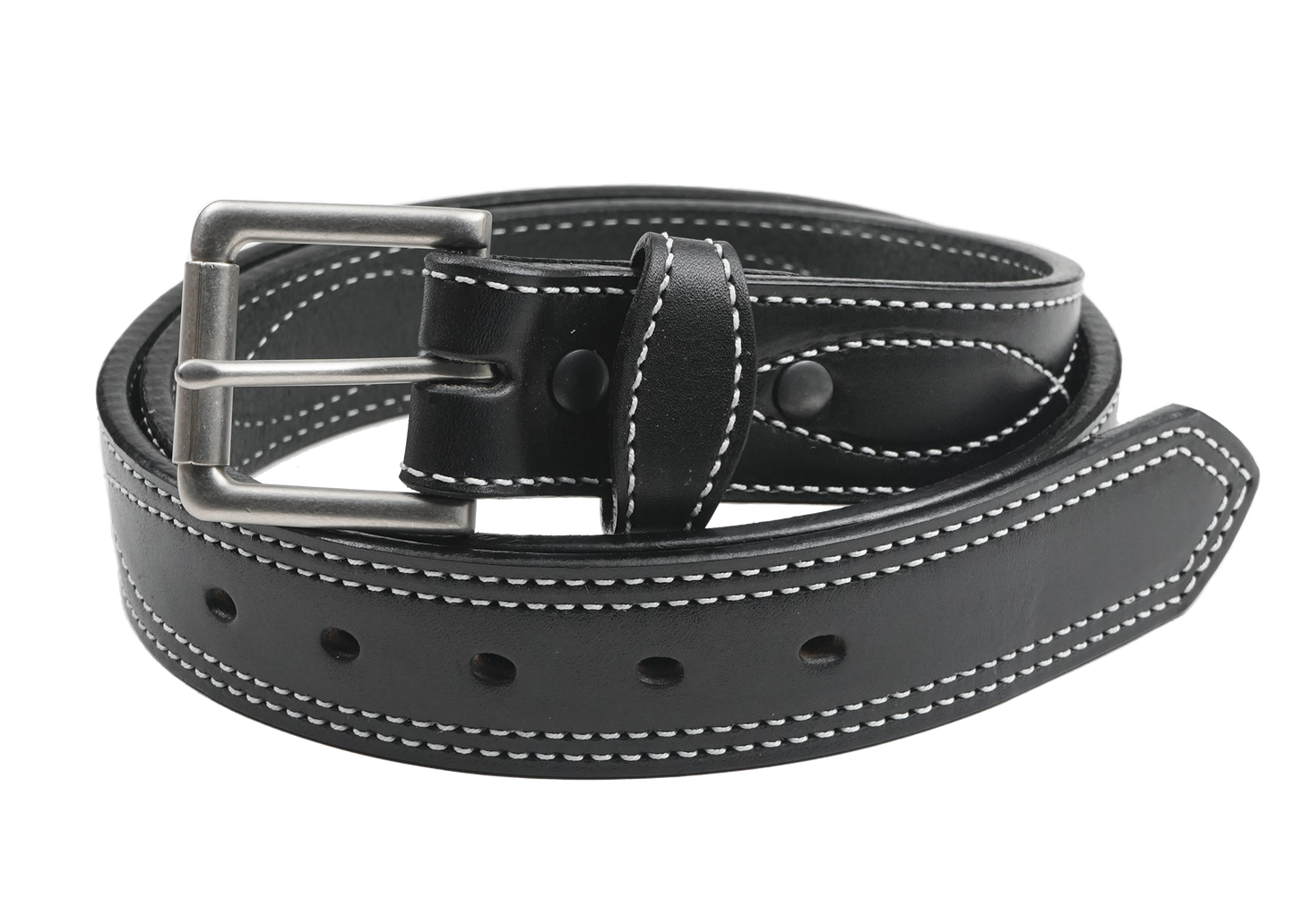 1 1/2" Decorative Figure 8 Stitching Men's Leather Work Belt