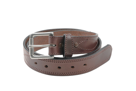 1 1/2" Decorative Figure 8 Stitching Men's Leather Work Belt