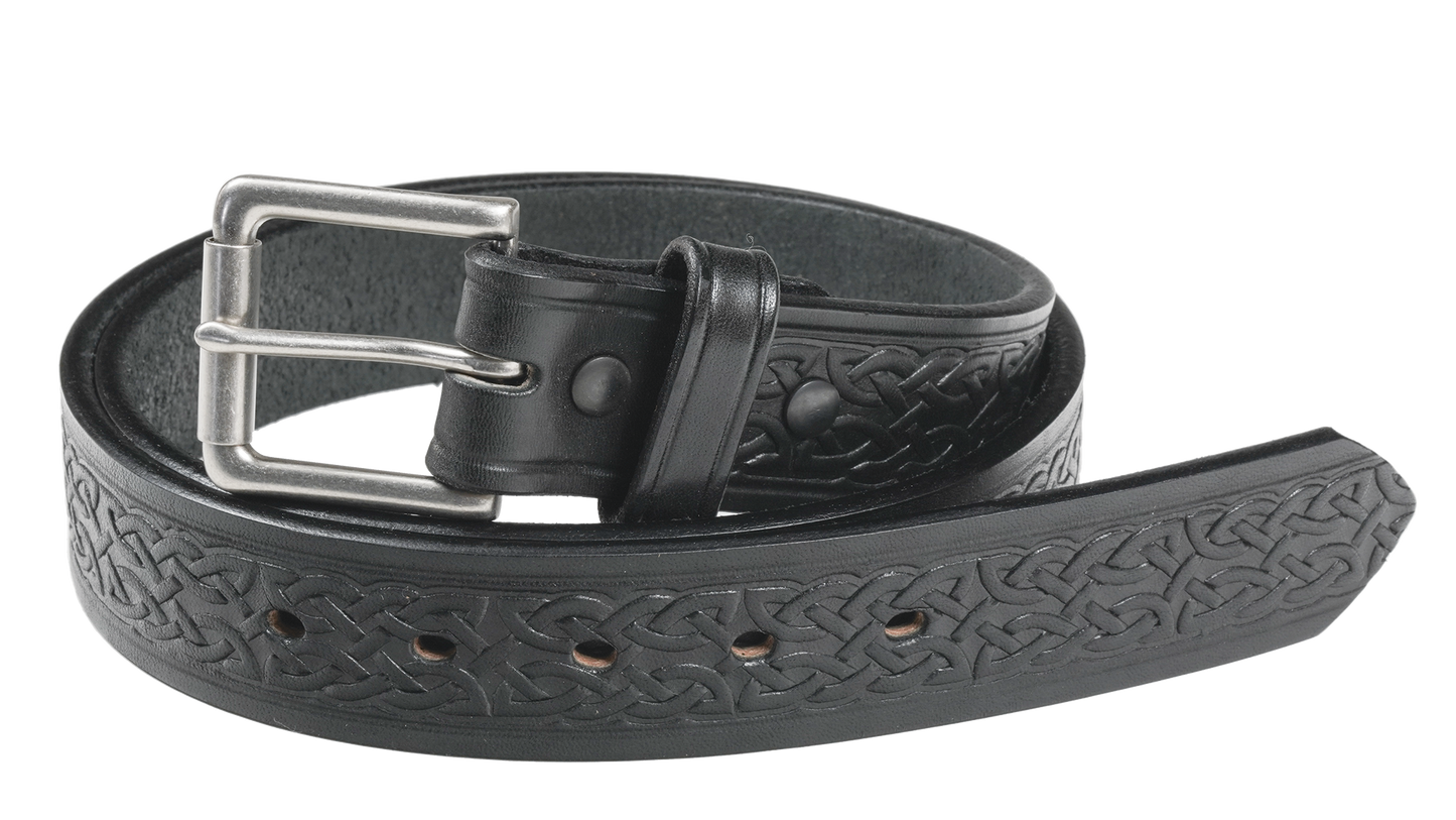 1 1/2" Celtic Embossed Heavy Harness Leather Belt - YourTack