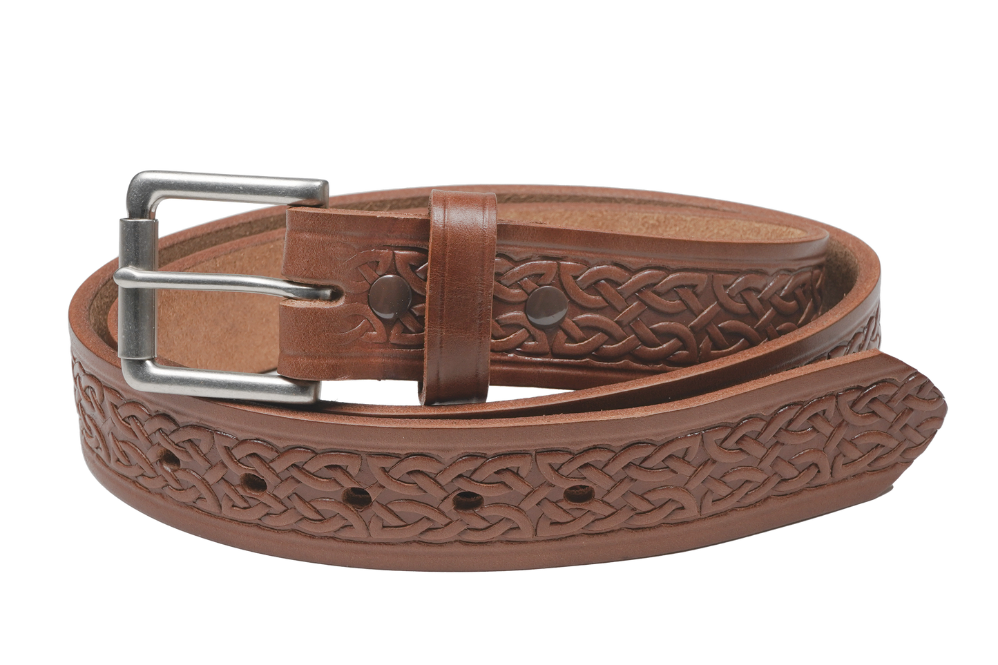 1 1/2" Celtic Embossed Heavy Harness Leather Belt - YourTack