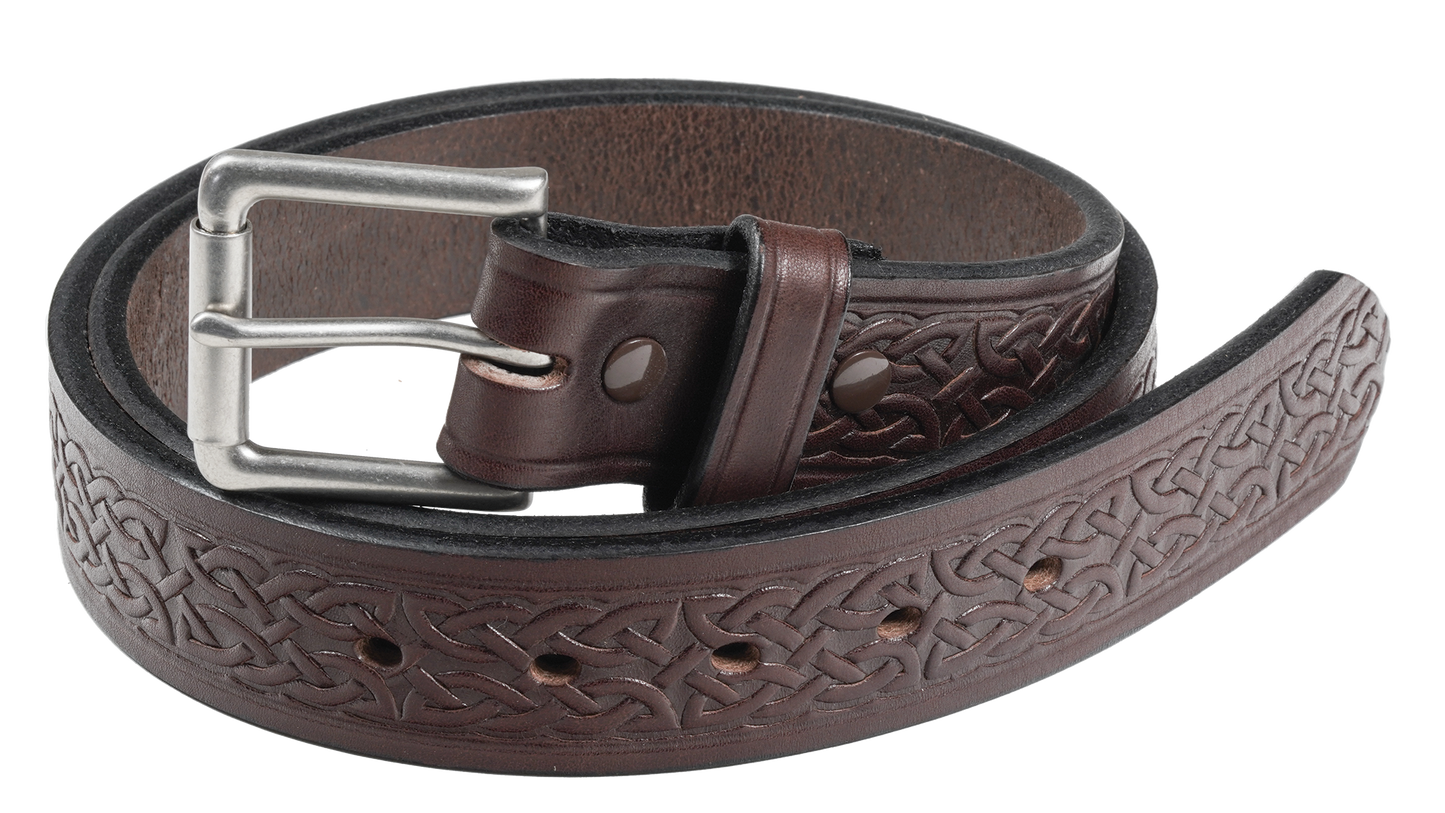 1 1/2" Celtic Embossed Heavy Harness Leather Belt - YourTack