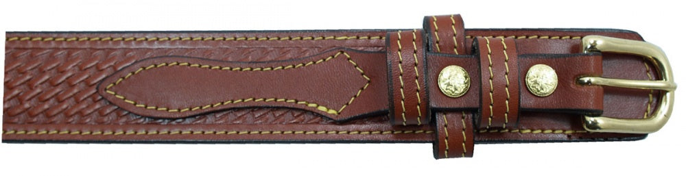 1 1/2" English Bridle Leather Basketweave Embossed Ranger Belt - YourTack