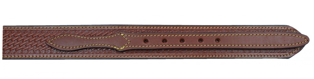 1 1/2" English Bridle Leather Basketweave Embossed Ranger Belt - YourTack