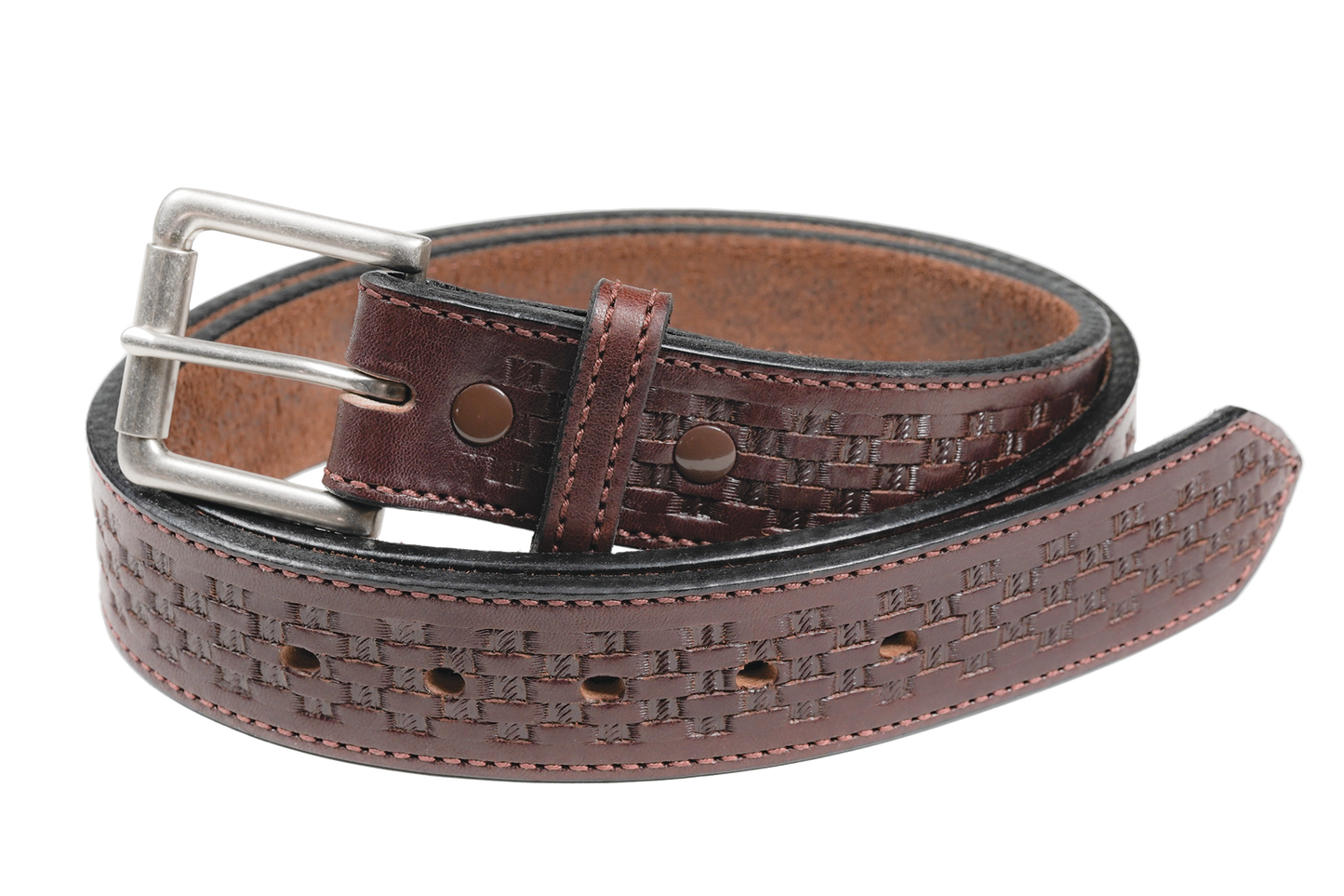 1 1/2" Men's Basketweave Oiled & Waxed Embossed Work Belt - YourTack